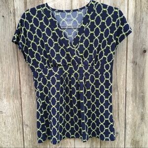 Vintage Merona Geometric Pattern Short Sleeve Blouse Small